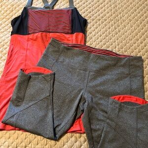 MPG Gray and Red Leggings Sleek Athletic Design